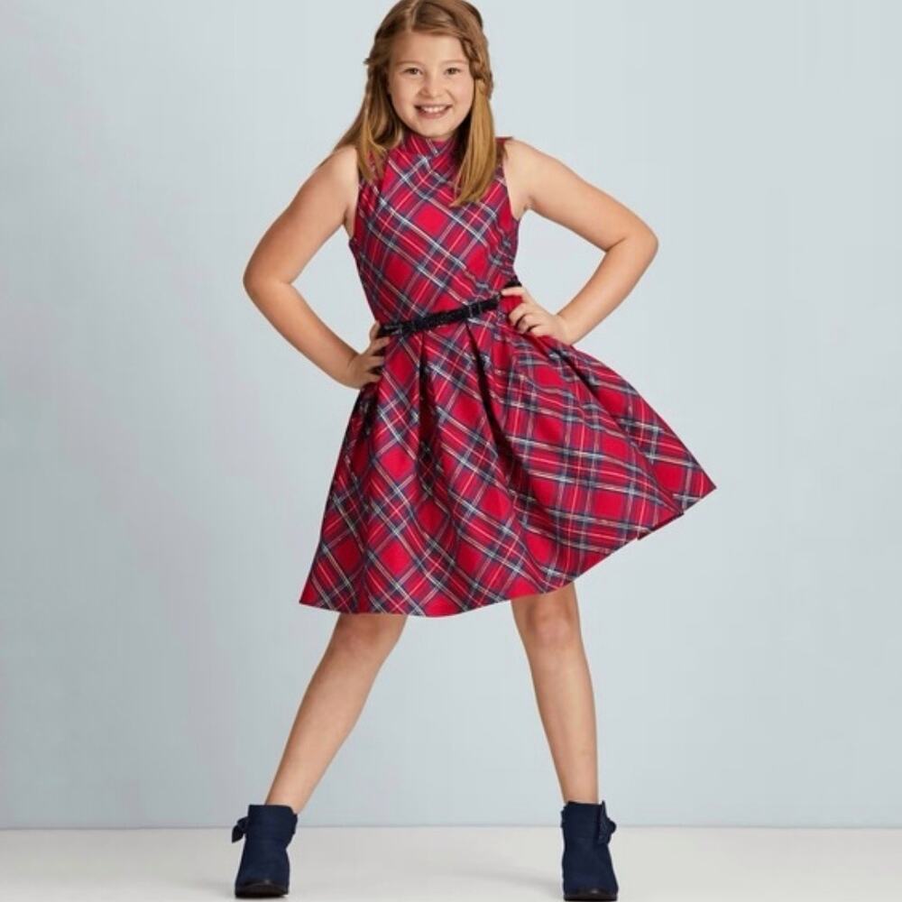 American Girl Plaid Dress Red Blue Size 10
